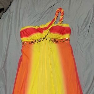Yellow & Pink Ombré long prom dress
